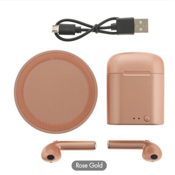 WIRELESS BLUETOOTH EARBUDS WITH WIRELESS CHARGING PAD "ECHO" IN ROSE GOLD - Picture 2 of 3